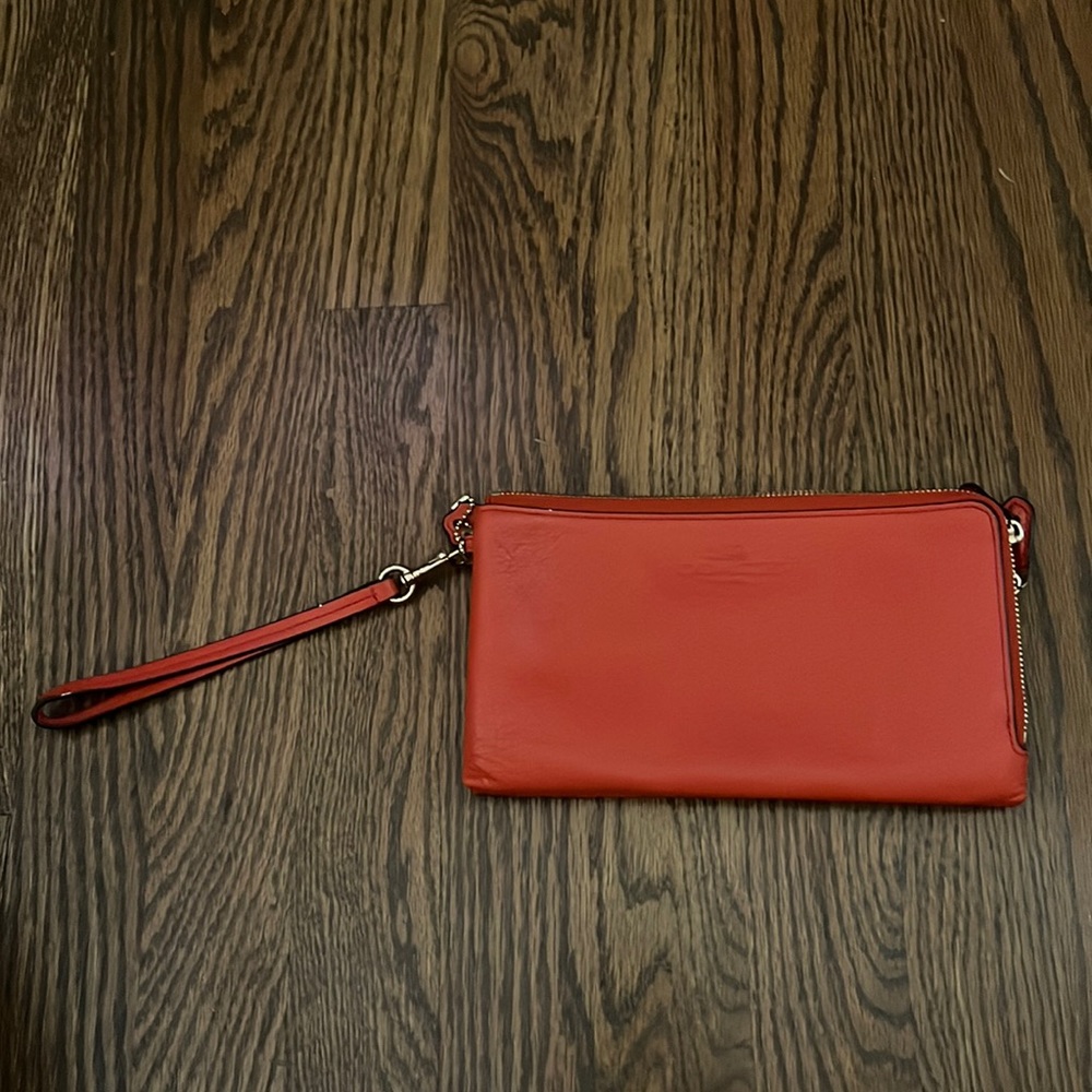 Coach red leather wristlet